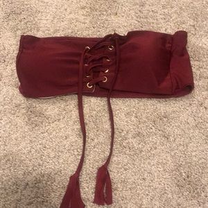 red bathing suit top